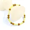 Strand Lemon Jade Bamboo And Dyed Orange Howlite Abacus Bead Bracelet - 5x12mm Sections 4x6mm Beads Elastic Cord