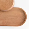 Mini plateau ovale en bois massif de 18CM, petites assiettes en bois pour enfants, assiettes à Dessert aux fruits en bois entier, vaisselle