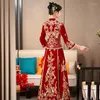 Roupas étnicas Yourqipao Velvet Xiuhe Define 2024 Vestido de Noiva Chinês Bordado Brinde Frisado Vestidos Antigos