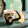 Tasses en forme d'animal, tasse à café en forme de singe, dessin animé pour enfants, cadeau de lait en céramique pour amis