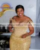 Abiti da festa Glitter oro sirena da sera per donne taglie forti spalle scoperte perle paillettes perline abiti da sposa formali africani
