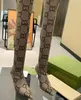 Buty Projekt hakerów Aria Knitted Sock nad kolanami wysoki buty sztyletowe rozciągnij botki na stóp do uda dla kobiet luksusowy skórzany pasek BO