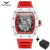 Horloges ONOLA Mannen Quartz Horloge Mode Tonneau Siliconen Band Sport Waterdichte Horloges Man Auto Datum Cadeau Voor