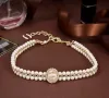 Luxuery Pearl Neckor Pendant Choker Halsband bröllop Engagemang Designer smycken vintage kedja för kvinnor högkvalitativa guldhalsband grossist