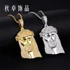 Hot selling Jesus avatar pendant necklace with alloy diamond inlaid hip-hop necklace