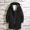 Men's Trench Coats 2024 Long Coat Men Fashion Hooded Windbreaker Spring Autumn Black Overcoat Casual Jackets