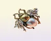 Vintage Simulated Pearl Bees Finger Rings for Women Geometric Crystal Adjustable Ring Anillos Mujer Female Gothic Jewelry8374624