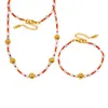 clavicle chain bracelet versatile set cross-border new products personalized INS round beads natural ruby splicing beaded