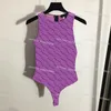 Diseñador Traje de baño de una pieza Moda Impreso Bikini sin mangas Sexy Slim Fit Traje de baño de playa para mujer Traje de baño de surf de verano