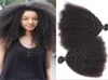 Capelli vergini ricci crespi afro mongoli Capelli ricci crespi intrecciano l'estensione dei capelli umani Colore naturale Doppie trame tinti8217999