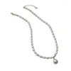 Choker Keep Beauty 2024 Woman French Sweet Pearl Pendant Neckchain and Earring Set Fashion Jewels