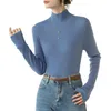 Women's Blouses Lady Winter Blouse Stylish Half-high Collar Knit Sweater Slim Fit Soft Texture Casual Warmth For Fall Women Long