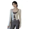 Camicie sportive Abbigliamento da yoga da donna Blazer con filetto avanzato Danza Grembiule aderente ad asciugatura rapida Pilates Training Fitness Top a maniche lunghe