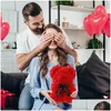 Dekorativa blommor kransar Artificial Rose Bear Teddy för kvinnor flickvän jubileum Julvalentiner gåvor släpp leverans hem g otrdu