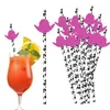 Vasos desechables, pajitas, decoraciones para fiesta de vaquera, decoración de papel con estampado de vaca, sombrero rosa Flexible para beber, pajita para discoteca