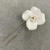 6PCS Białe ceramiczne kwiat Wedding Hair Pins Women Jewelry Akcesoria Ręcznie robione dekoracje głowy