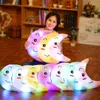 35CM Glühende Leuchtende Mond Kissen Kuscheltiere Kissen Puppen Plüsch Beleuchtung Kawaii Beschwichtigen Baby Spielzeug Für Kinder Kinder 240102