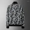 Men's Jackets Minglu Floral Jacquard High Quality Stand Collar Zipper Spring Autumn Casual Male Coats Fashion Man Outerwear 4XL