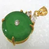 Collier avec pendentif en perles de jade vert, 2 couleurs, bon marché, 18KGP, chaîne 203g