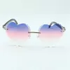 Vendita diretta nuovi occhiali da sole con lenti tagliate a forma di cuore 8300687 aste in corno di bufalo testurizzato nero naturale misura 58-18-140 mm