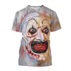 Herren T-Shirts Terrifier 3D-Druck T-Shirt Horrorfilm Rundhals Kurzarm Clown Mode Unisex Casual Tops