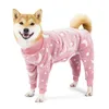 Hundekleidung Fleece Pyjamas für mittlere große Hunde verdicken Korallengefühl Knochenmuster Winter warmer Haustiermantel Flexibler großer Overall grau