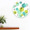 Horloges murales Bleu Lime Vert Cercle Horloge Décorative Pour Salon Cuisine Chambre Bureau À Domicile Silencieux