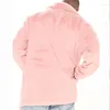 Men's Jackets Winter Clothing Luxury Pink Wool Jacket Premium Streetwear Lapel Solid Color Long Sleeve Loose Fleece Coat 2024