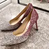 Full Diamond High Heels Spring And Autumn New Water Diamond Baotou Sandals Women's Thin Heels Pointed Single Dress Shoes Banquet High Heels Top Quality