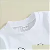 Conjuntos de roupas Criança Menino Páscoa 2 Pcs Outfit Carta Orelha Impressão T-shirt de Manga Curta com Cintura Elástica Shorts de Cor Sólida Drop Delivery Otvlb