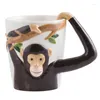 Tasses en forme d'animal, tasse à café en forme de singe, dessin animé pour enfants, cadeau de lait en céramique pour amis