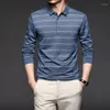 Polos pour hommes POLO T-shirts Automne Loisirs À Manches Longues Revers Rayé Bas Chemise Hauts Roupas Masculinas Camisetas T-shirts Haut De Gamme