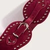 Belts 2024 Women's Fashionable And Handsome Elastic Wide Belt With Suede Rivet Adjustable Western Style