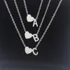 Collane con ciondolo Acciaio inossidabile Argento dorato Cuore di pesca Lettera iniziale personalizzata Collana con catena A-Z 26 Alfabeto con ciondoli per donne241V