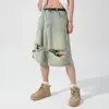 Shorts pour hommes Mode d'été Lâche Droite Cargo Street Hip Hop Mâle Trous Denim Jorts pour hommes