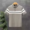 Herenpolo's Zomer Oversized Eenvoud Knopen Ronde kraag Poloshirts Kleding Temperament Gestreepte trui T-shirt met korte mouwen