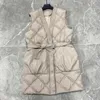 Kvinnors västar vinter kvinnor ärmlös bomull långjacka y2k ins single breasted knapp pocket padding coat slim spetsar upp parka väst outwear