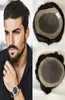 100 Human Hair Mens Mono Mono Lace مع NPU حول Toupees for Men System System Natural Hairline Wave HairpieC2330506