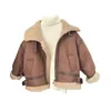 Chaqueta de cuero de cachemira Chaqueta de invierno para niños que mantiene el calor Forro grueso con cuello de piel de felpa Abrigo pesado con capucha para niños Abrigos para niñas 231229