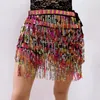 Skirts Sequin Belts Women Belly Dance Skirt Performance Costume Sparkle Glitters Tassel Bohemian Chain Clubwear Party Faldas Mujer