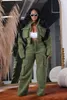 Kvinnors tvådelar Pants Lemon Gina Fashion Fleece Set Long Sleeve Jacket and Pocket Wide Leg 2024 Cargo 2 Set Outfits Tracksuit