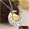 Pendant Necklaces I Love You To The Moon And Back Necklace Daughter Uncle Dad Mom Grandpa Grandma Sister Son Brother Heart Charm Penda Dhryu