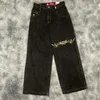 Jeans pour femmes Streetwear Y2K Harajuku Hip Hop rétro motif d'aile broderie impression pantalon ample gothique taille haute pantalon large