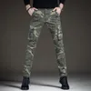 Heren lichte luxe camouflage outdoor sportjeans Multi-pocket slijtvaste slim fit cargobroek legerfans casual broek; 240102