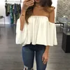 Damesblouses Mode Open Schouder Top Lange Mouw Trui Voor Vrouwen Casual Blouse Hals Langarm Chiffon Schulter -CH32