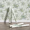 Wallpapers aquarela branco floral casca e vara papel de parede auto adesivo removível à prova d'água para decoração de armário de banheiro