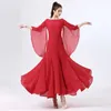 Stage Wear Double Ballroom Dance Robe Post Dentelle Châle 2024 Femme Formation Dancewear