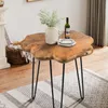 Hoegmst Grzybowy stół boczny, 18,9 cala wysokość na żywo stołek drewniany, swobodny naturalny stojak na ogród, podwórko, salon, sypialnia