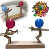 Handmade Wooden Fencing Puppets Bots Battle Game for 2 PlayersFastPaced Balloon Fight Whack a Party 240102