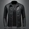 Herren Stehkragenjacke Leder Motorradjacke Herren Bomber Ledermantel Modetrend personalisierte Leder Winterkleidung 231229